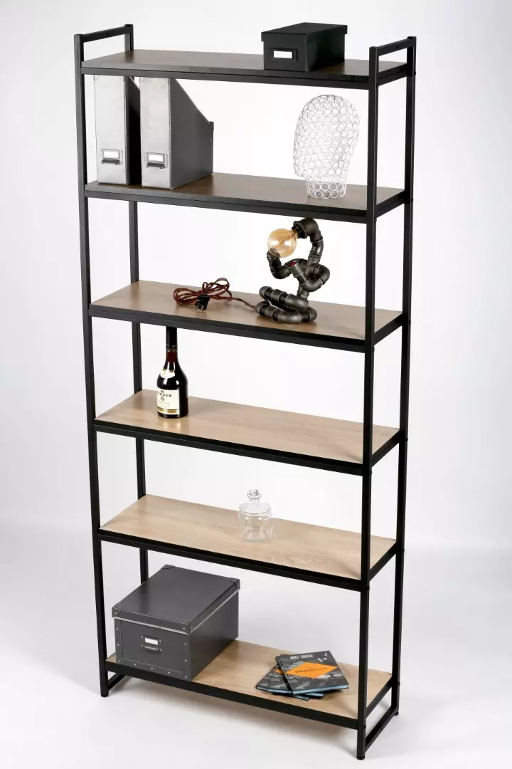 Стеллаж с полками PORTA ПД-2009Ч, 205 × 89 × 30 см, 6 полок — ЛДСП, дуб сонома